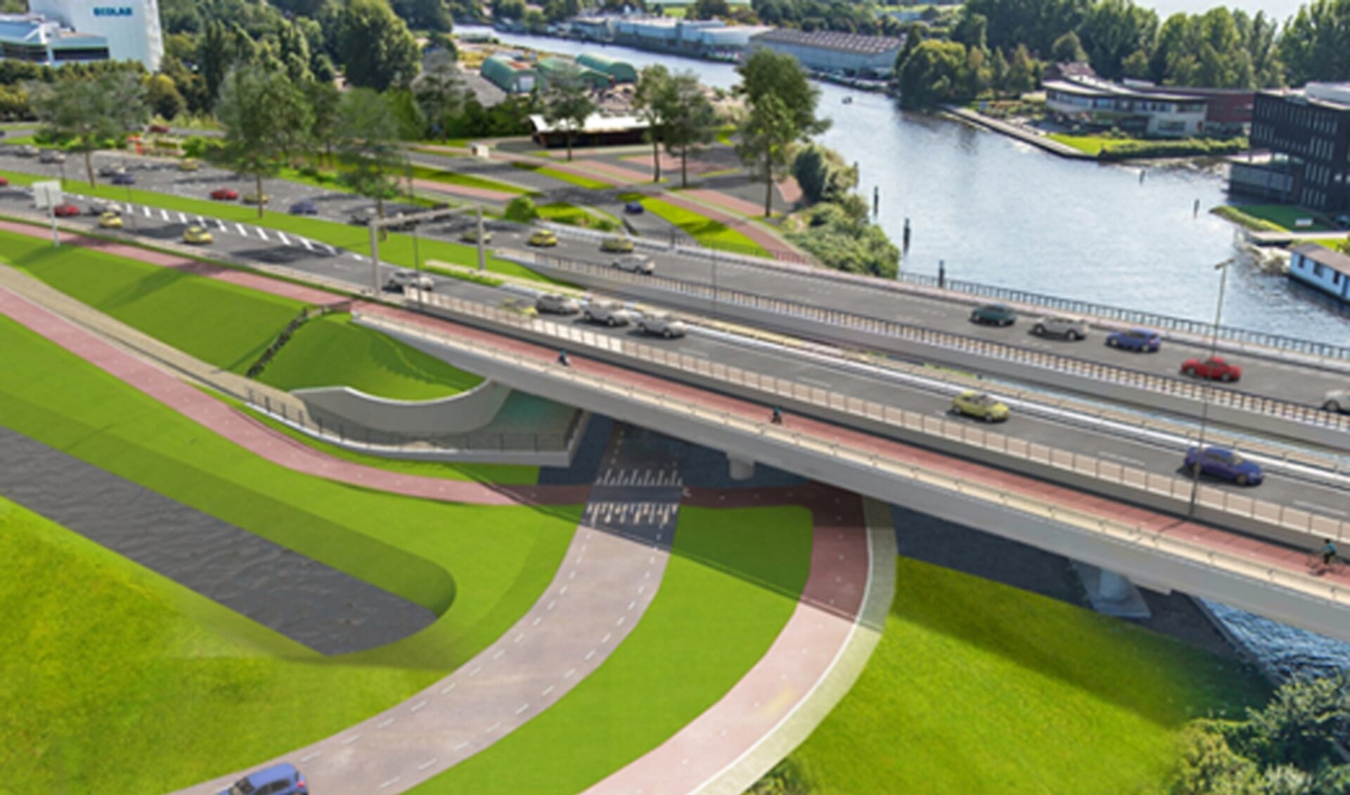 Naast de huidige Torenvlietbrug over de Oude Rijn komt een nieuwe brug. Daardoor zijn er straks twee vaste bruggen, voor iedere rijrichting één. | Foto: pr