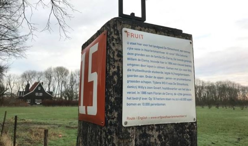 De Olmenhorst is onderdeel van een van de vier Erfgoed-fietsroutes.