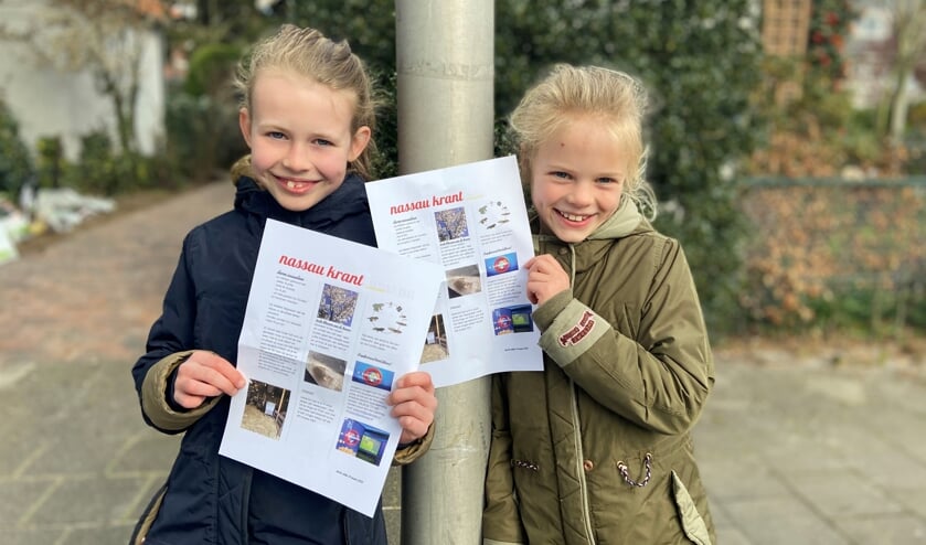 Wies (9) en Kiki (8) uit de Nassaulaan maakten tijdens de 'quarantaine-weken' de 'Nassaukrant'.
