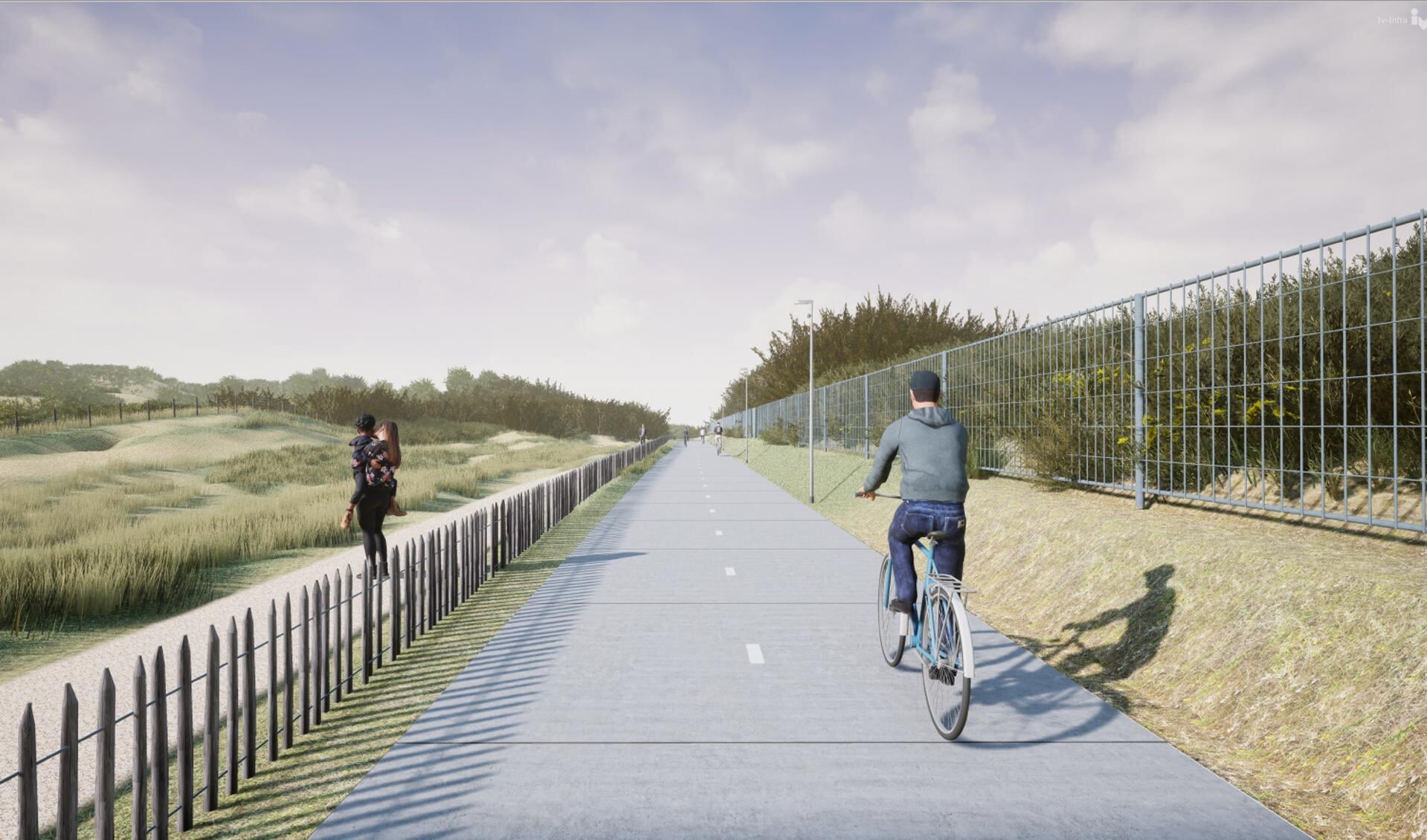 Impressie van het nieuwe fietspad langs de zuidduinen. | Visualisatie: gemeente Katwijk