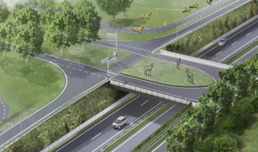 <p>De nieuwe plek voor het ‘paardenkunstwerk’ bovenop het viaduct Valkenburg-West bevalt de kunstenaar niet. <br>| Impressie: RijnlandRoute</p>