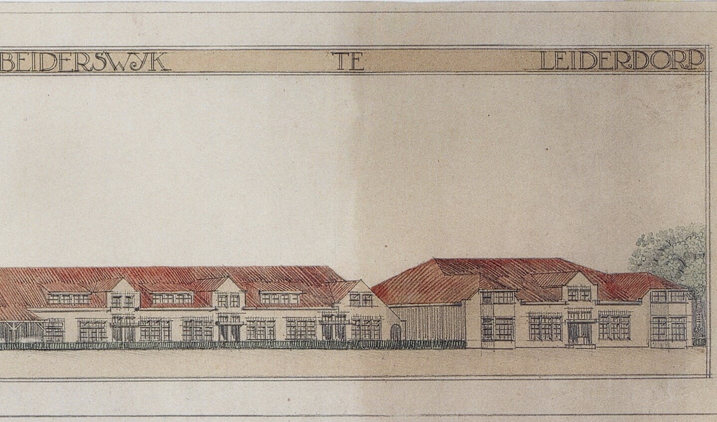 'Perspectivisch aanzicht eener arbeiderswijk te Leiderdorp.' 1915 