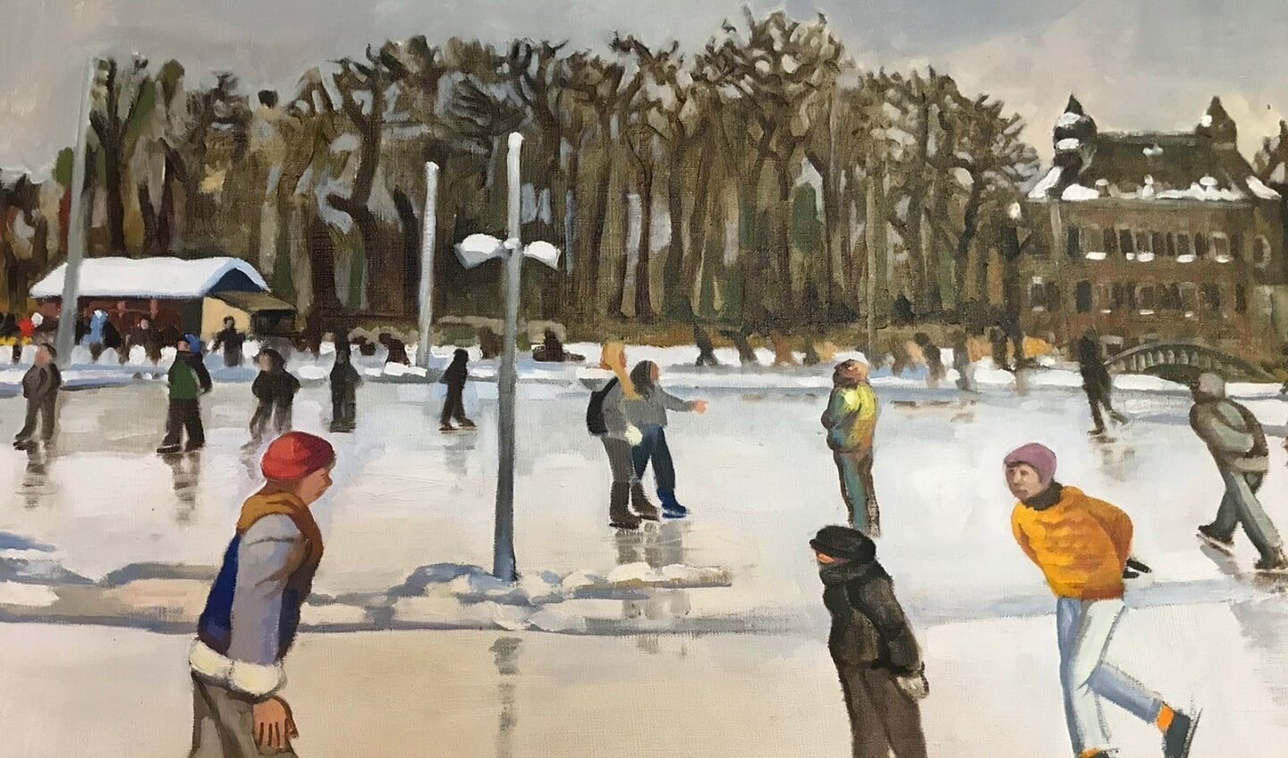 IJsclub Oegstgeest geschilderd door Barthel Brussee Het schilderij is een geschenk van het Milieu Educatie Centrum Oegstgeest bij het 125-jarig jubileum van de ijsclub. 