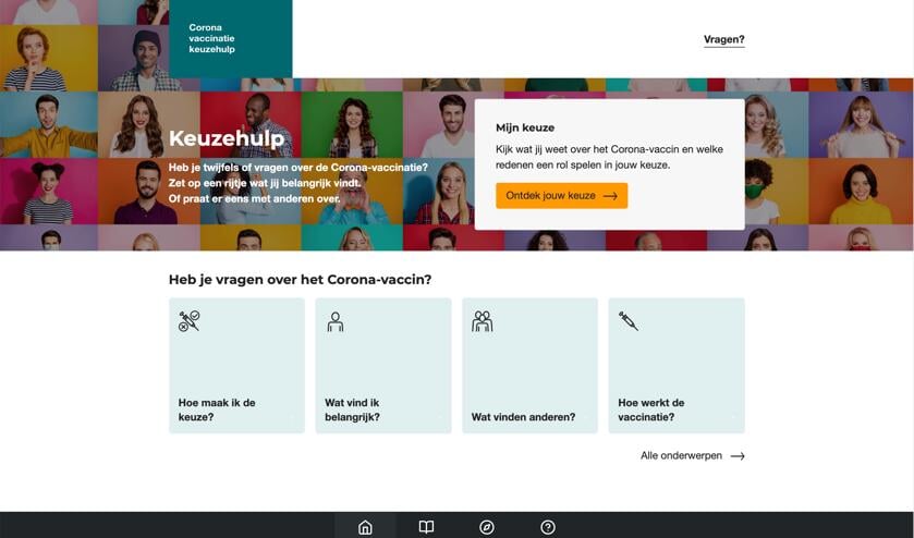 Beginscherm van de speciale keuzehulp-website.
