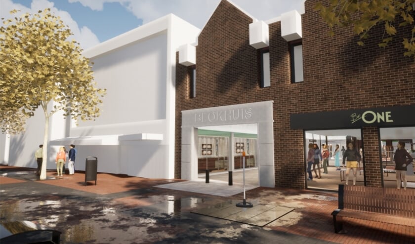 <p>Winkelcentrum Blokhuis wordt gemoderniseerd. Ook dat moet leegstand tegengaan. Dit is een impressie van de nieuwe ingang aan de Kanaalstraat.</p>