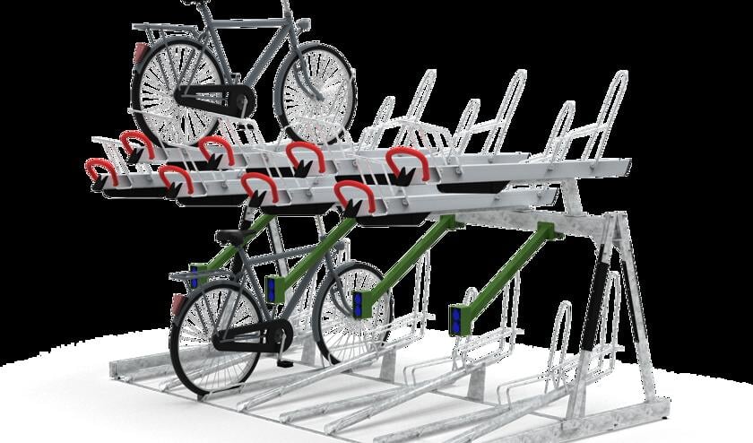 <p>Een artist impression van het nieuwe fietsenrek met gelegenheid voor opladen en ruimte voor bijvoorbeeld een krat of kinderzitje. </p>