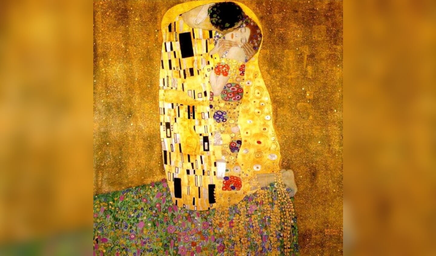 Werk van Gustav Klimt, De kus.