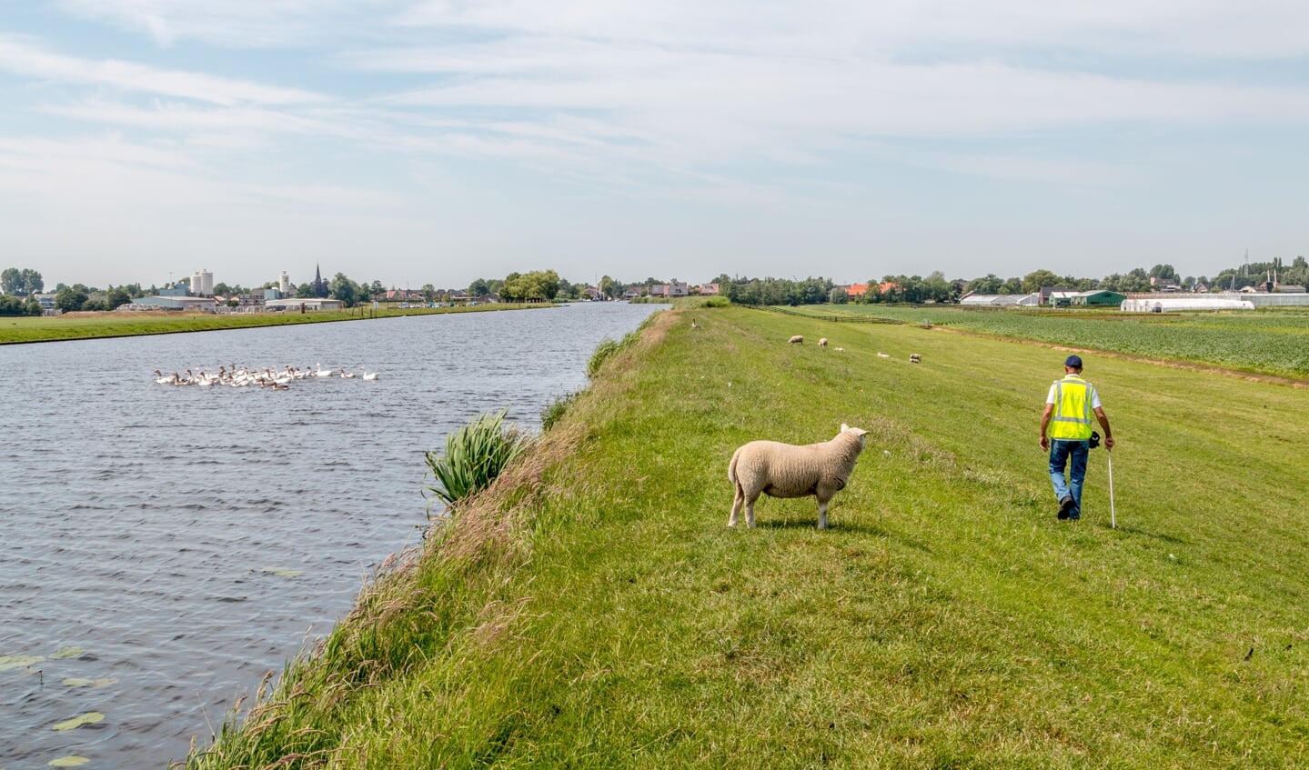 Inspectie van de kade in Leimuiden.