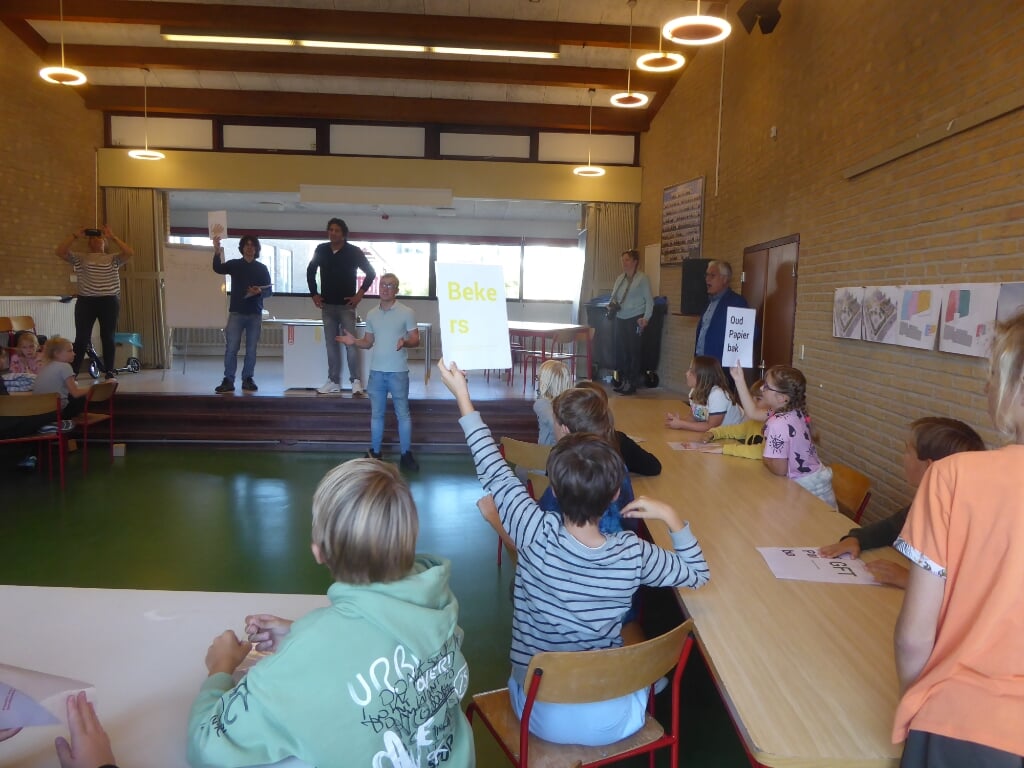 Sjors en Jannes gaven les over afval op de De Zeehonk/Wakersduin. | Foto: IV