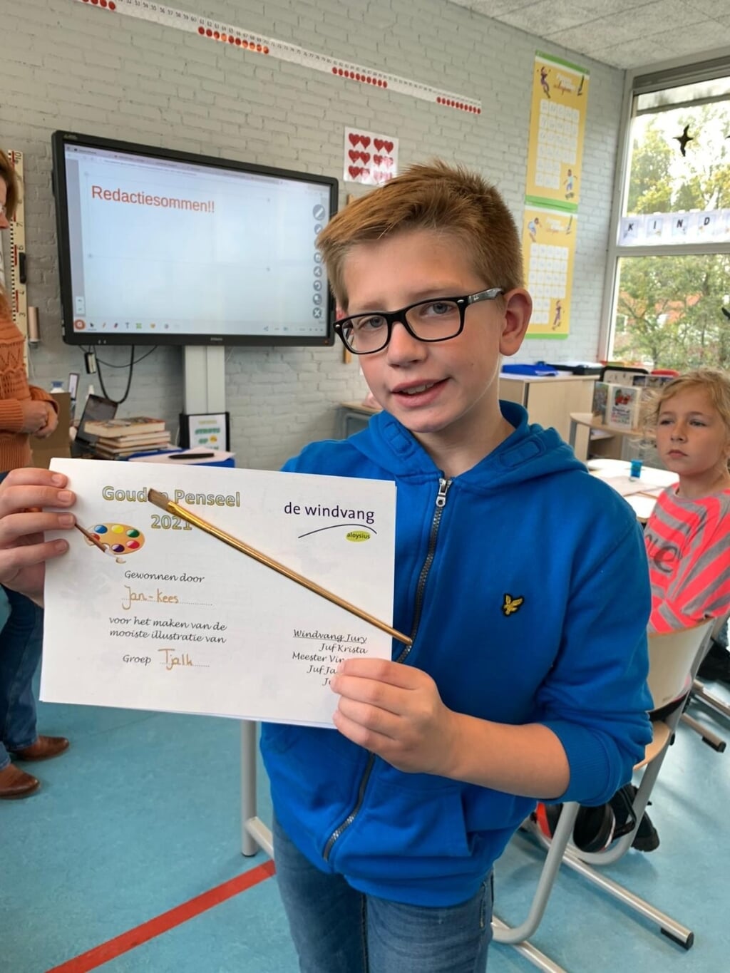 Jan-Kees is een van de prijswinnaars op school van de Gouden griffel. | Foto: pr