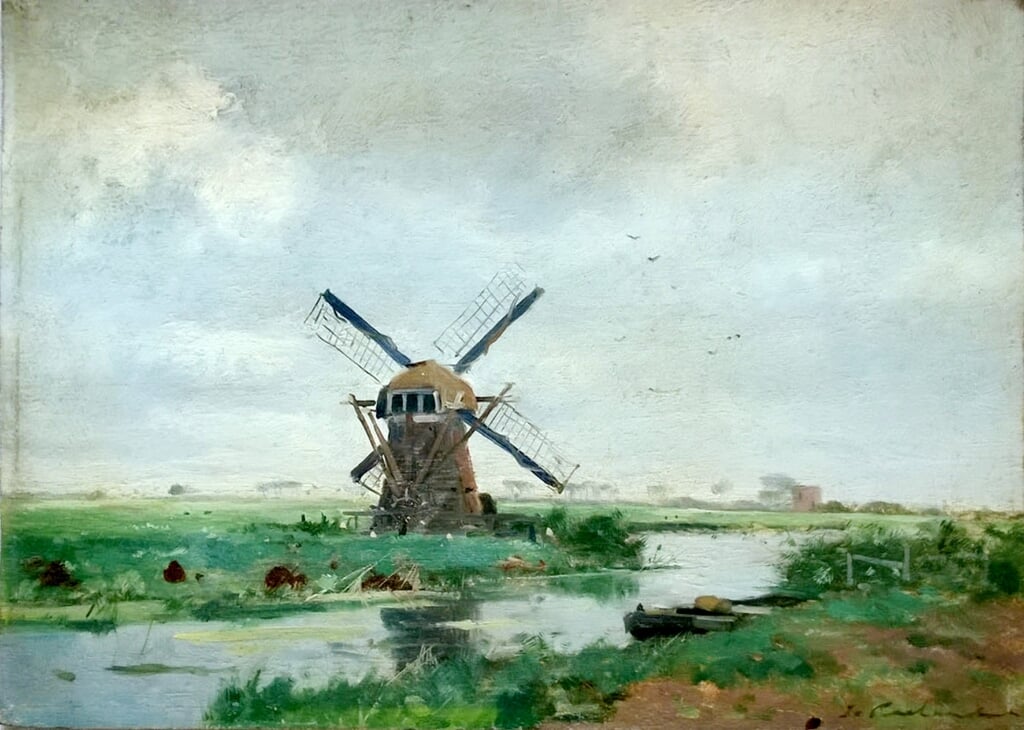 Het schilderij van de molen in de Mottigerpolder.