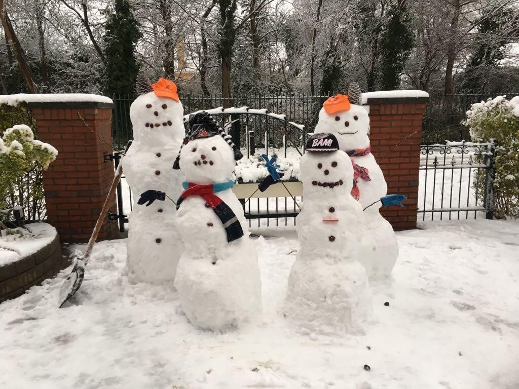 De familie Wolthaus vond één sneeuwpop toch maar erg weinig.