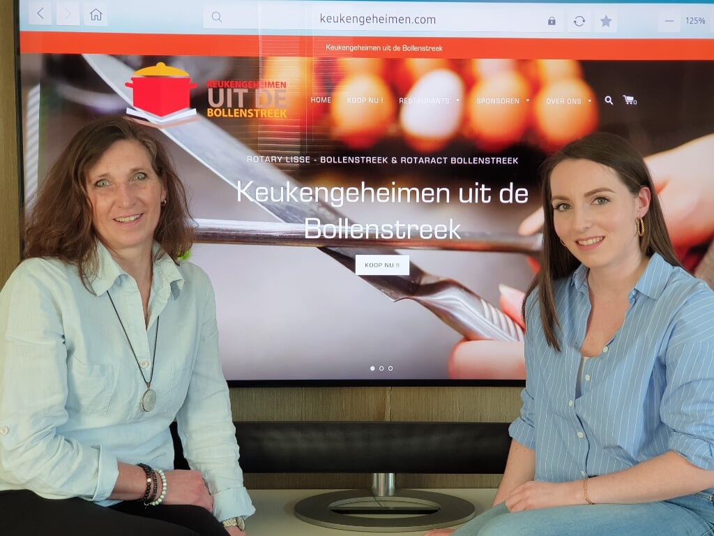 Liz Meijer (links, voorzitter RC Lisse-Bollenstreek) en Lotte de Werker (voorzitter Rotaract Bollenstreek) bij de lancering van de website. | Foto: pr