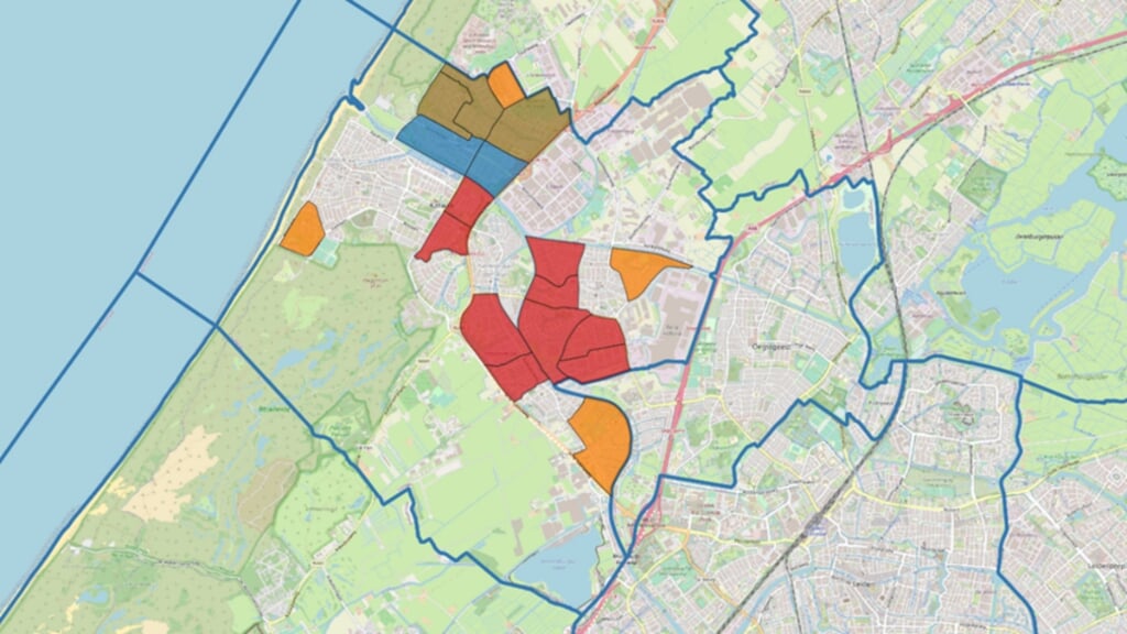 Deze buurten komen als eerste in aanmerking om van het gas af te gaan. | Illustratie: Gemeente Katwijk