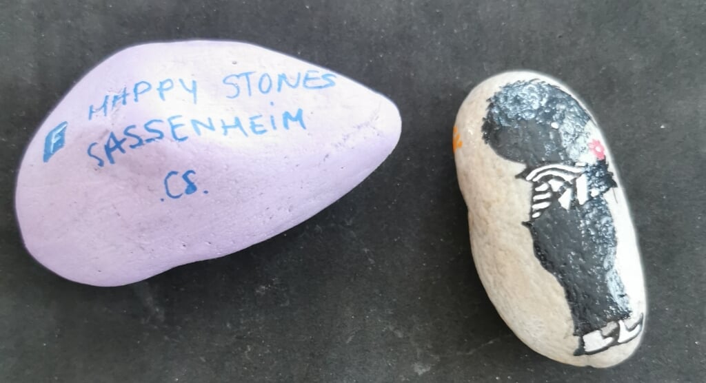 Remco vond in het park onder meer deze Happy Stones.