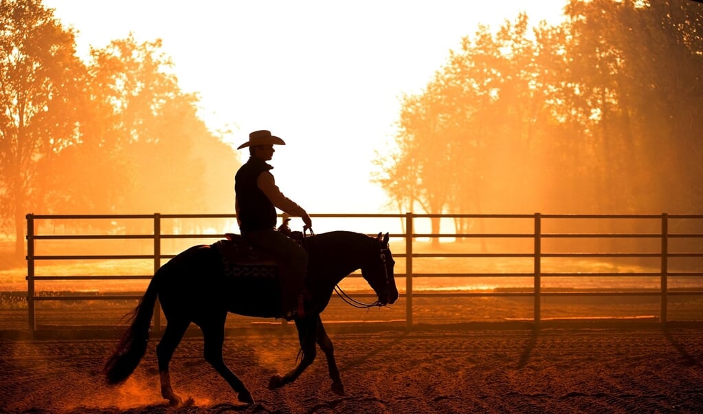 Westernrijden silhouet cowboy