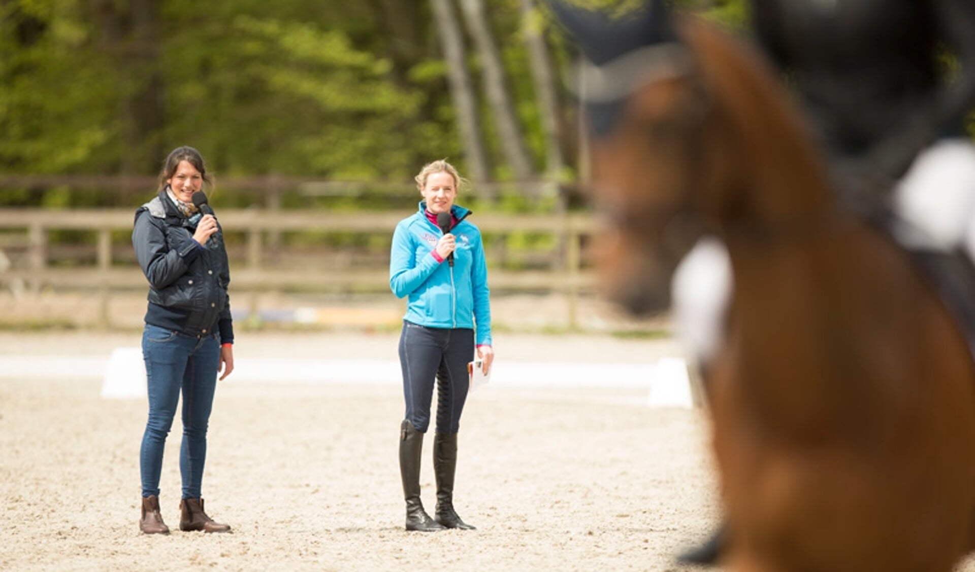 Janina van der Drift en Sanne Beijerman tijdens deze online Hoefslag Masteclass