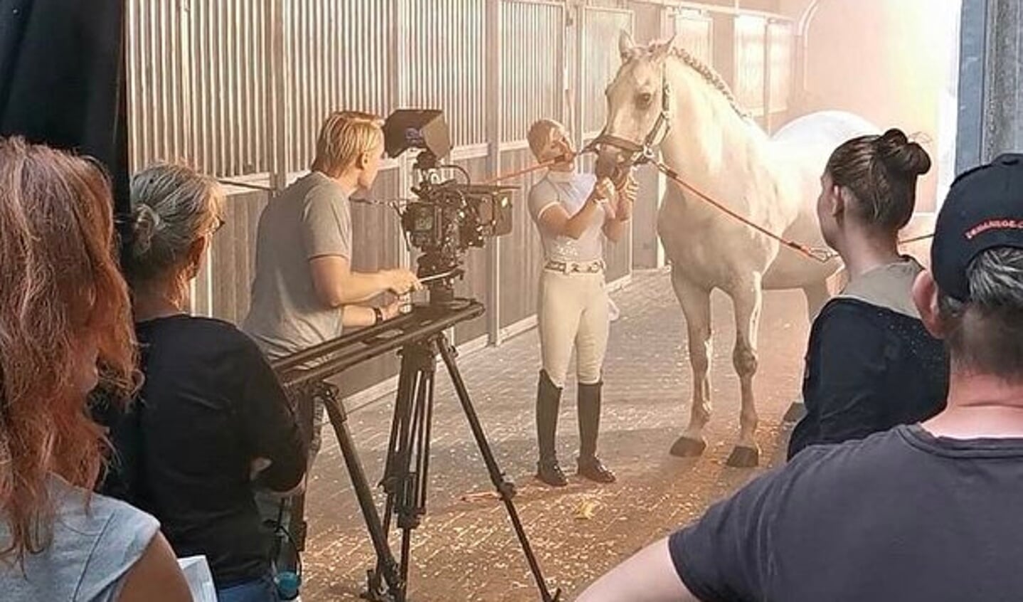 Nynke van der Horn  met Pasador (links op de foto) tijdens de opnames van Dumbo © PrivebezitTraining voor Dumbo
Uitvoering
Pasador als paard van de hoofdacteurPasador als stand-in George