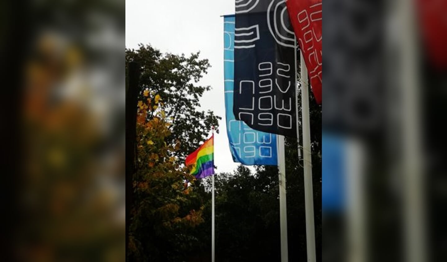 Ook tijdens coming-out-day werd de regenboogvlag al gehesen