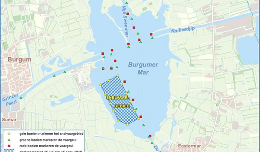 Het gebied waar in 2019 als proef/pilot snel mocht worden gevaren.