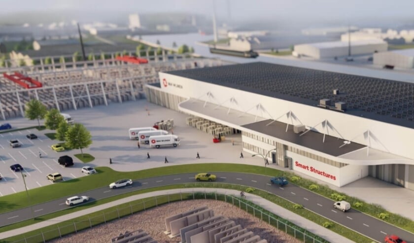 <p>Artist Impression van de nieuwe fabriek van bouwbedrijf Van Wijnen in Heerenveen. (Foto: Van Wijnen)<br><br></p>