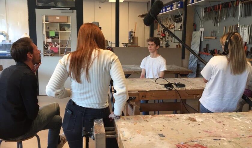 Filmstudenten in actie.