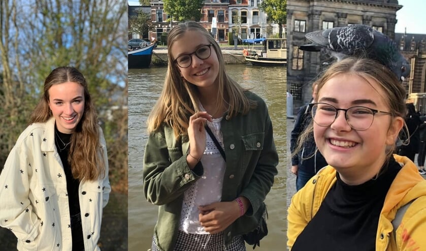 3 Friese eindexamen leerlingen. V.l.n.r Merle, Lude, Eline