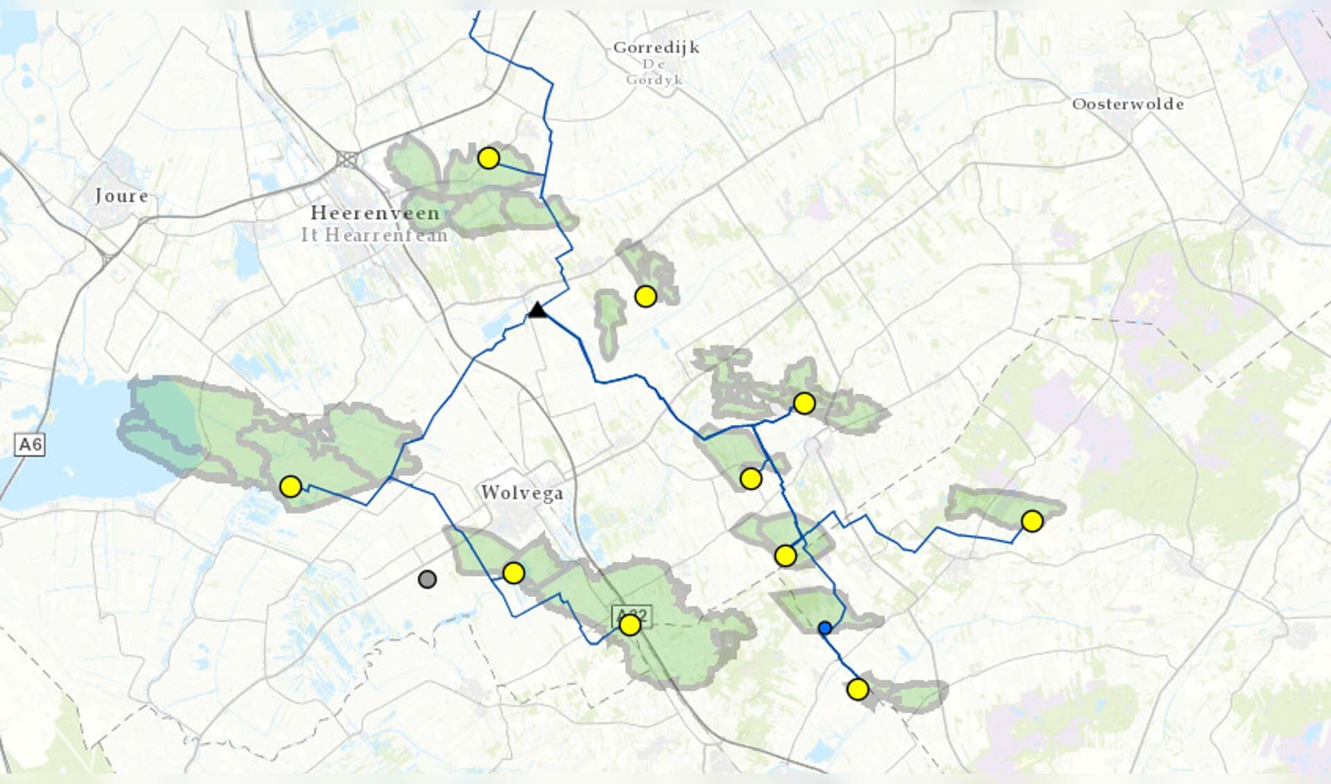 De gaswinningsvelden van Vermilion Energy rond Heerenveen, Gorredijk, Wolvega en Vinkega.