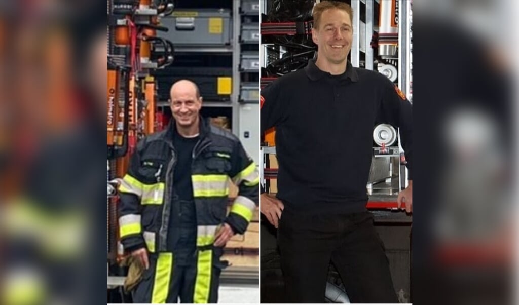 Freerk de Vegt en Gerhard Blomsma beiden twintig jaar actief voor de brandweer van Oosterwolde.