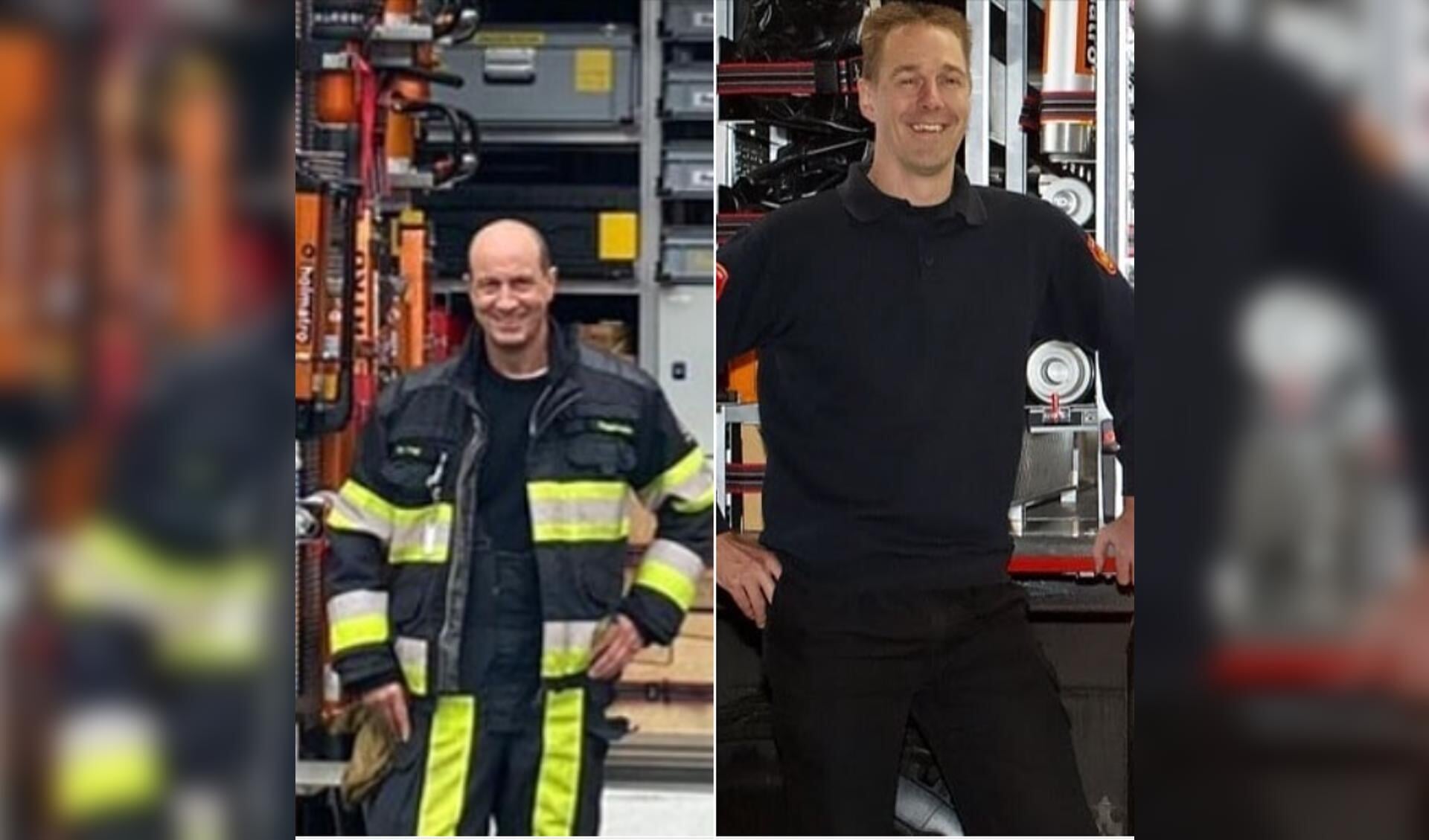 Freerk de Vegt en Gerhard Blomsma beiden twintig jaar actief voor de brandweer van Oosterwolde.