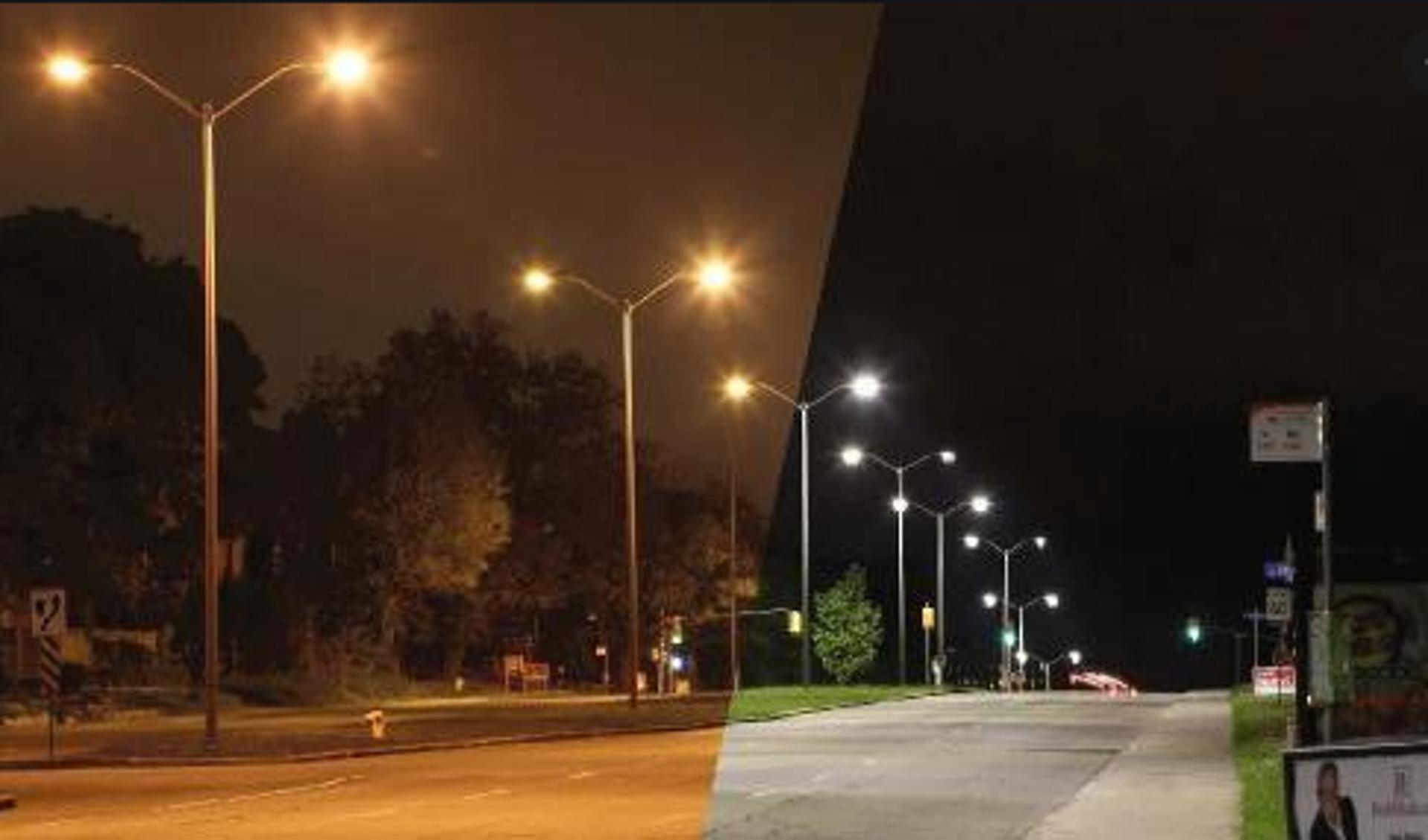 Voorbeeld van led-verlichting op de openbare weg.