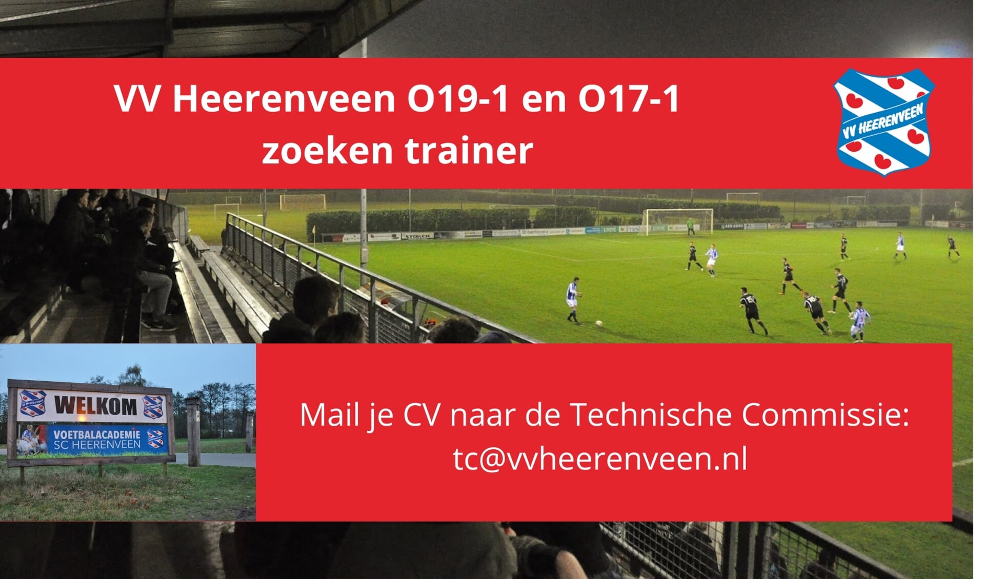 VV Heerenveen zoekt trainer voor O19-1 en O17-1
