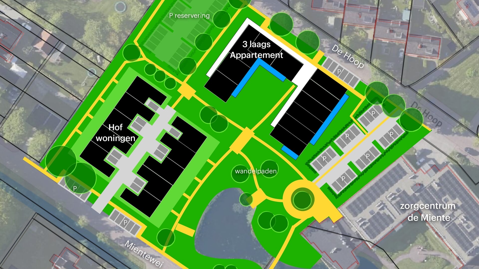 Het voorlopige plan aan De Hoop in Gorredijk voor appartementen voor jongeren met een beperking. 