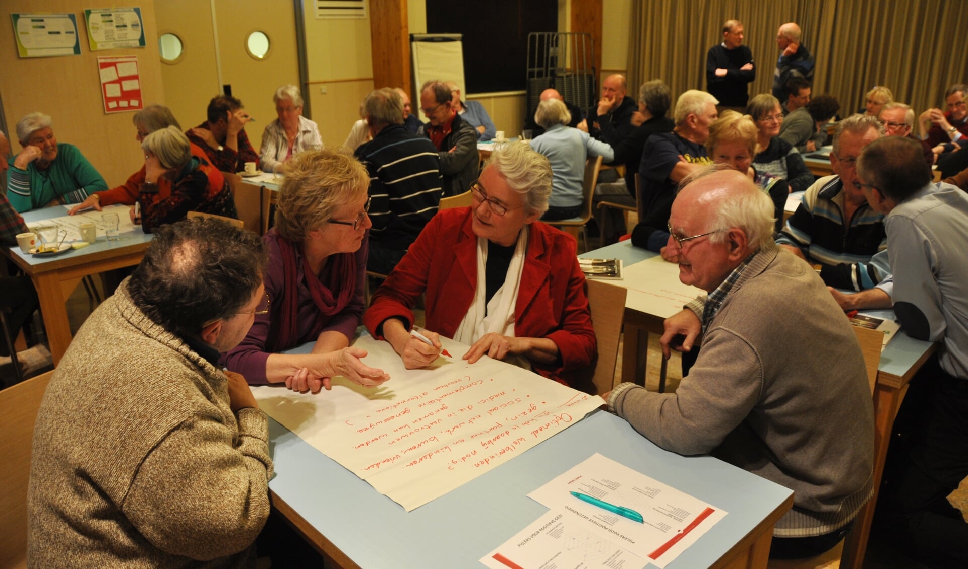 Ideeën op papier zetten tijdens de bijeenkomst van Texel Samen Beter.