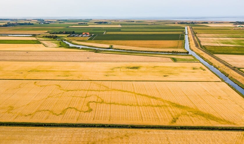 Fotofgraaf Pieter de Vries stuurde donderdag deze foto. "Vanavond nog een rondje gevlogen om te kijken welke patronen zichtbaar werden.
Hier in Eierland zijn de geulen van voorheen de Waddenzee nog duidelijk zichtbaar. Op de achtergrond Jachtlust."