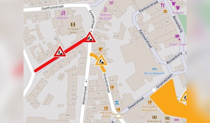 De Gravenstraat is vanaf maandag een paar weken dicht.