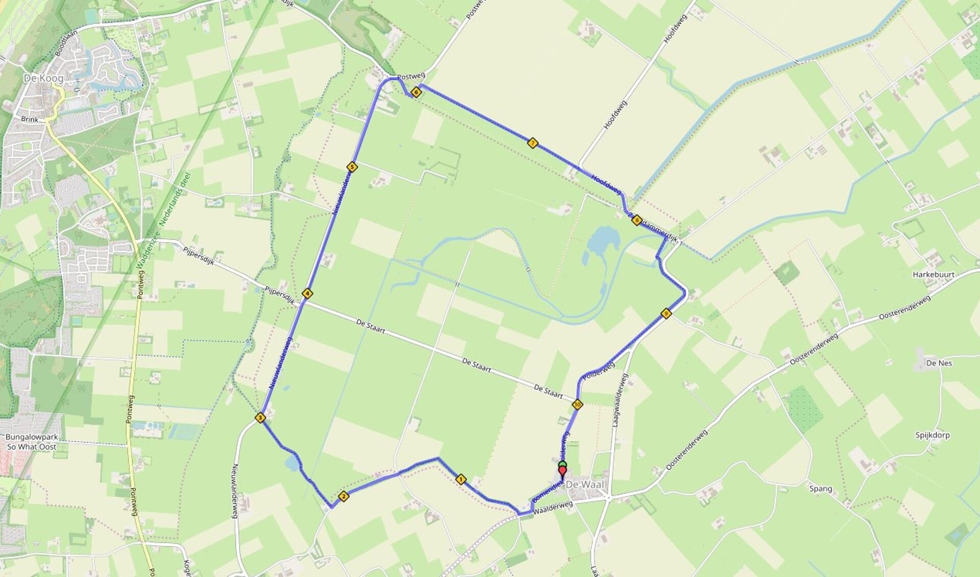 De nieuwe route van de Halve Marathon van De Waal.