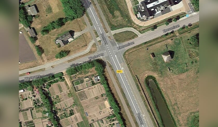 Het kruispunt van de Pontweg met de Westerweg en de Keesomlaan.