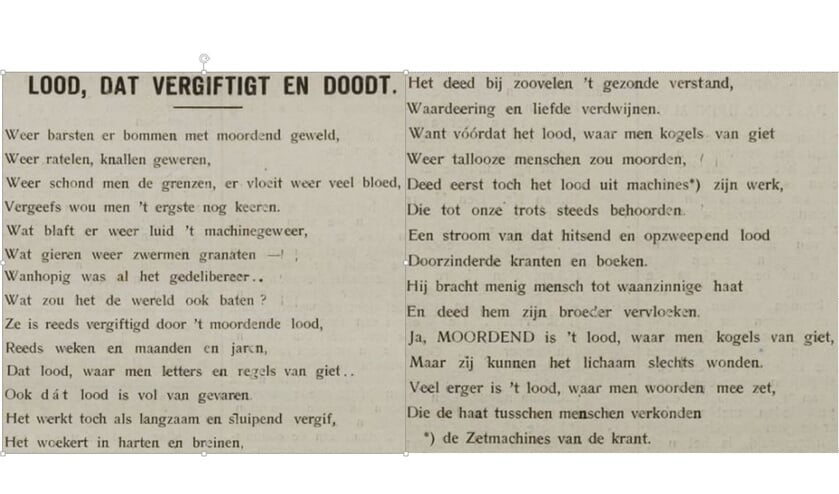 Gedicht van Huib Fenijn in de Texelse Courant van 9 september 1939. 