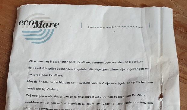 De brief uit 1997 die aanspoelde op het strand van Terschelling en gevonden werd door Remmert Ruyg.