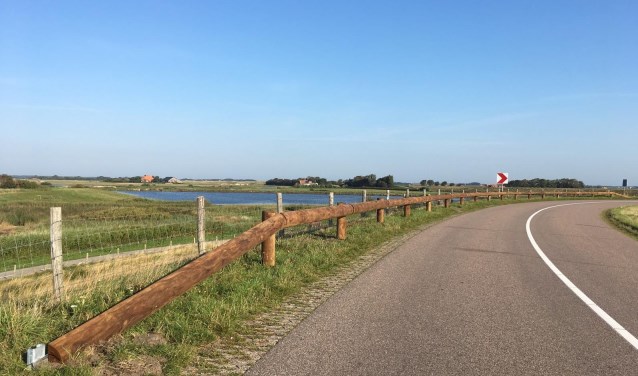 De Zaandammerdijk, ter hoogte van de uitkijkpost over Waalenburg. De heiningen zijn inmiddels weg.