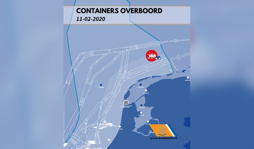 De plek waar de containers zijn verloren.