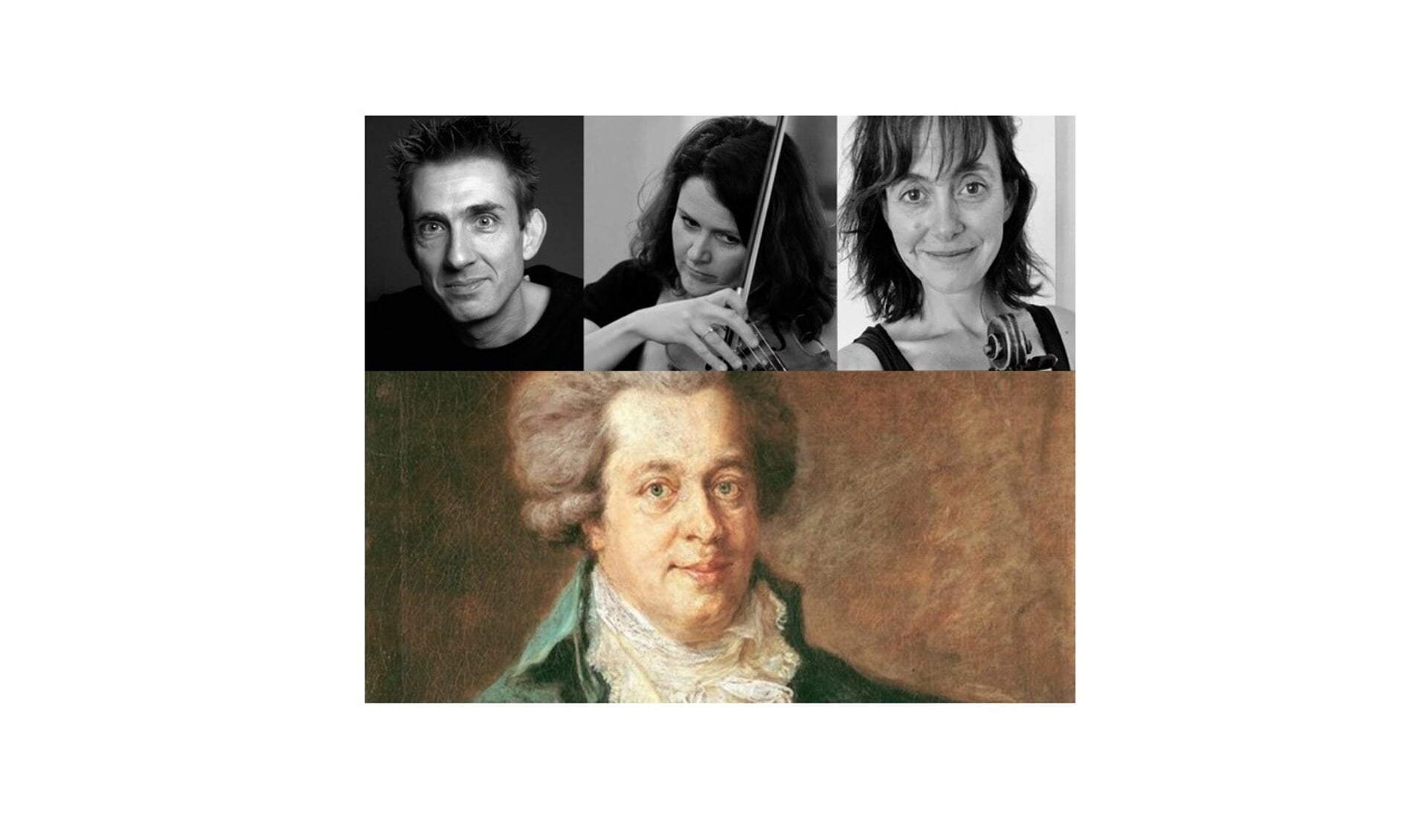 Martijn Smits, Feyona van Iersel en Suzanne Dijkstra spelen muziek van Mozart. 