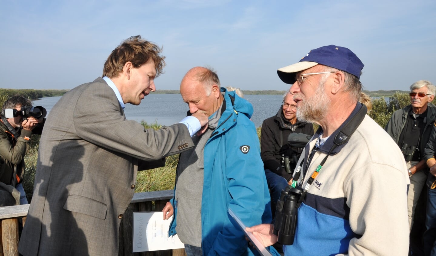 Adriaan en Lieuwe Dijksen bij de uitreiking van de Gouden Lepelaar in 2014. 