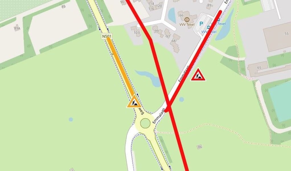 Het deel van de Pontweg dat komende dinsdag afgesloten is.