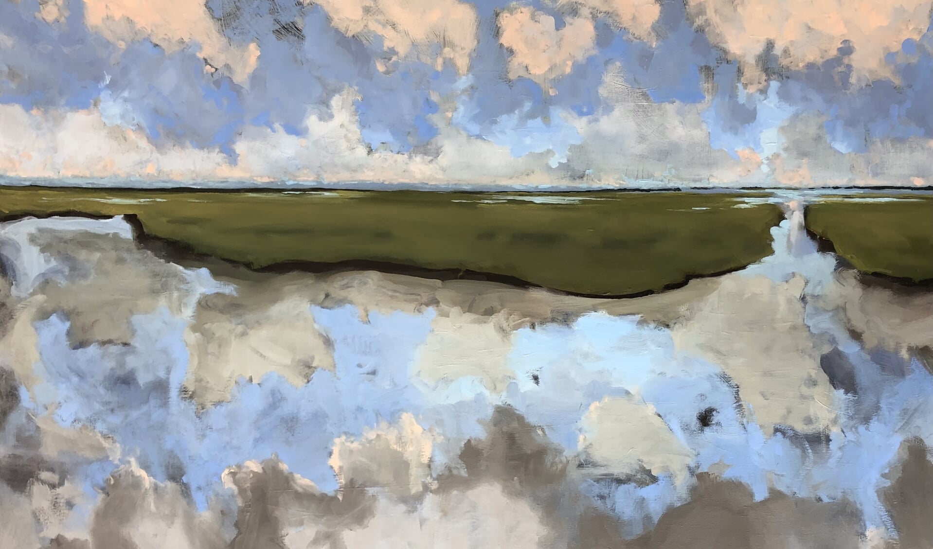 Stella Burggraaf: Floating land (schilderij)