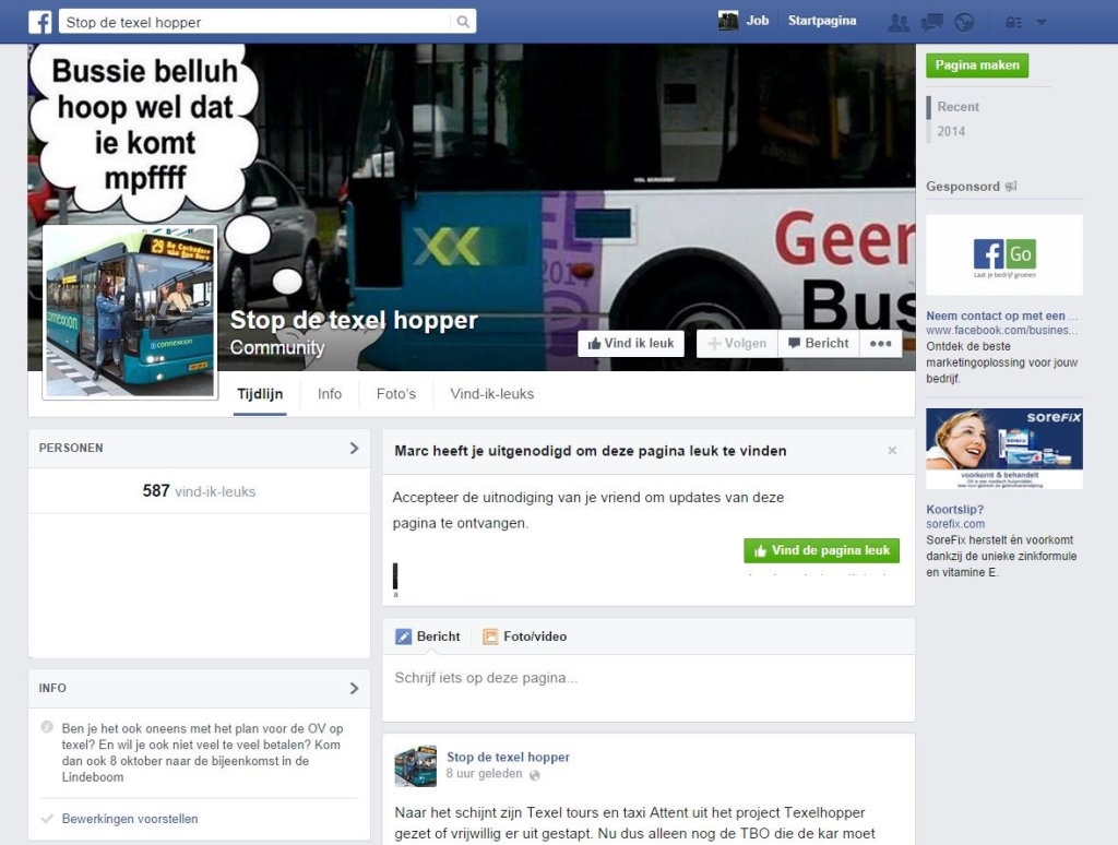 Op Facebook is een community tegen de Texelhopper opgericht.