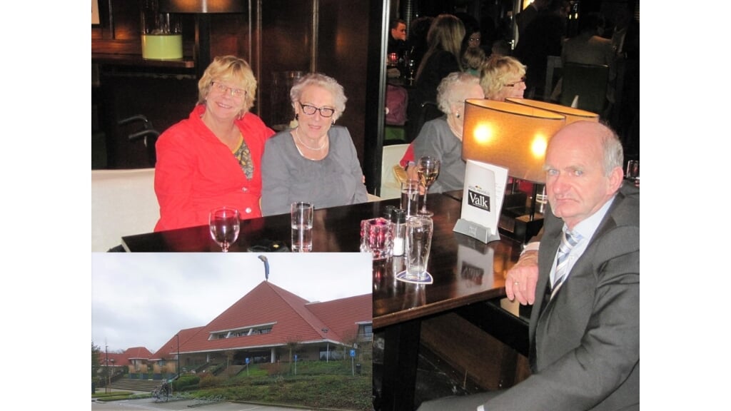 Leen den Braven en Corrie Postma, met de moeder van Corrie, bij Van der Valk in Hengelo (foto inzet)