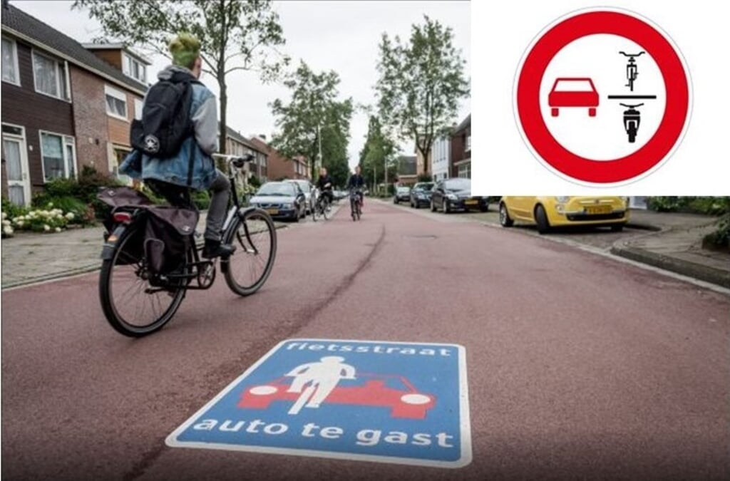 In Enschede worden weggebruikers zo op de fietsstraat geattendeerd. 