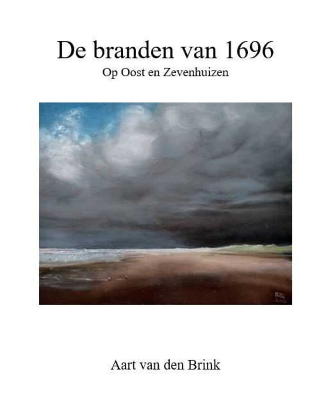 Uitsnede van de omslag van "De Branden van 1696 op Oost en Zevenhuizen". 
